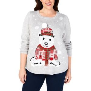 NWT Karen Scott Plus Size Christmas Bear Sweater